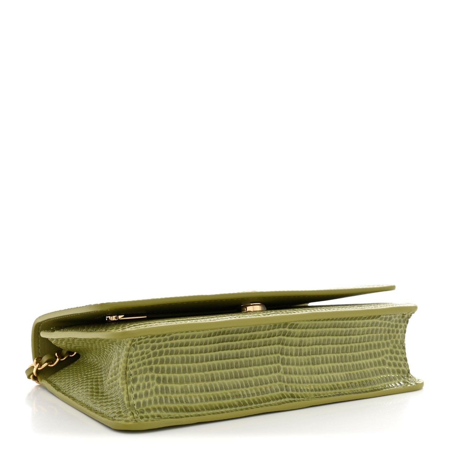Calfskin Lizard Embossed Wallet On Chain WOC Green