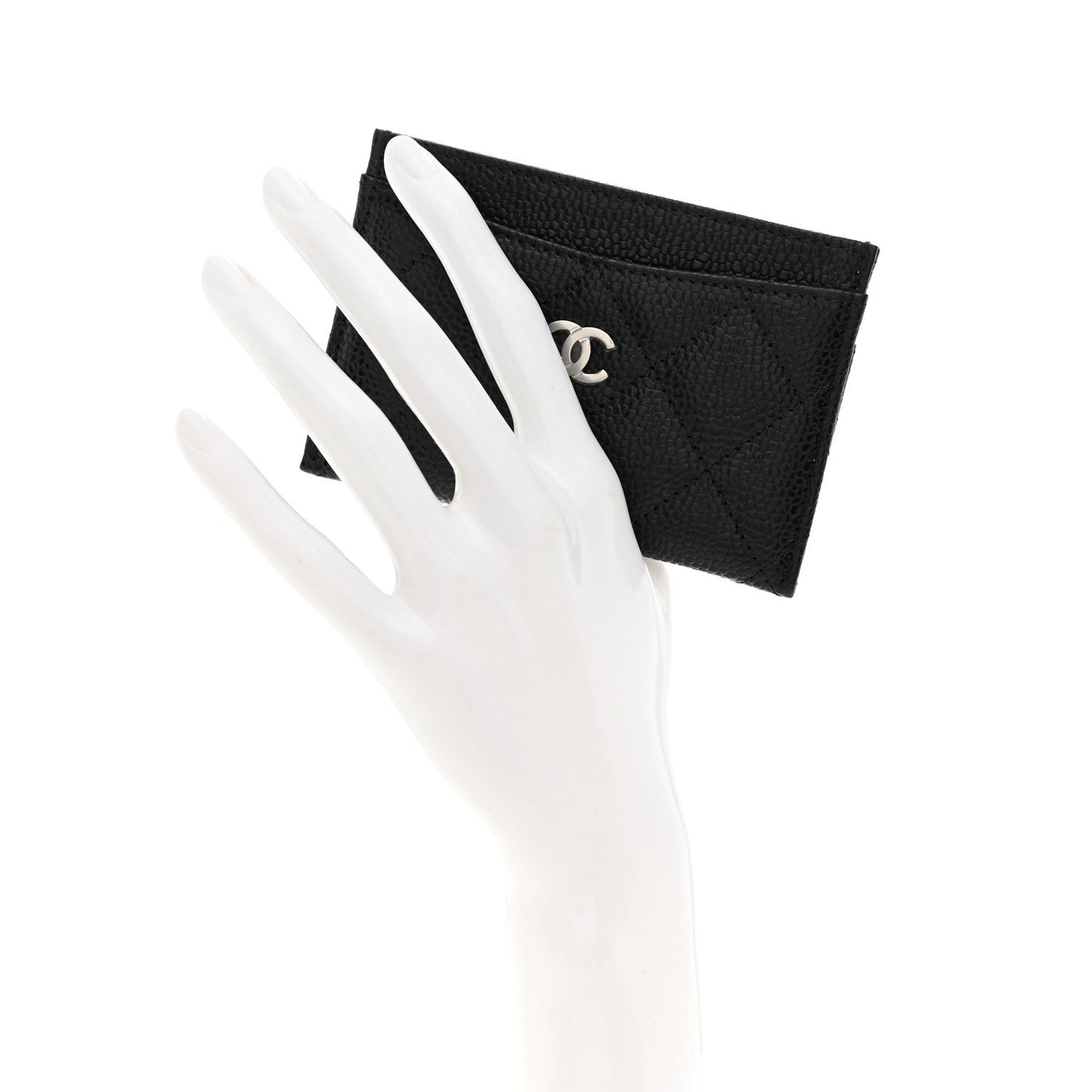 Caviar Quilted Card Holder Black