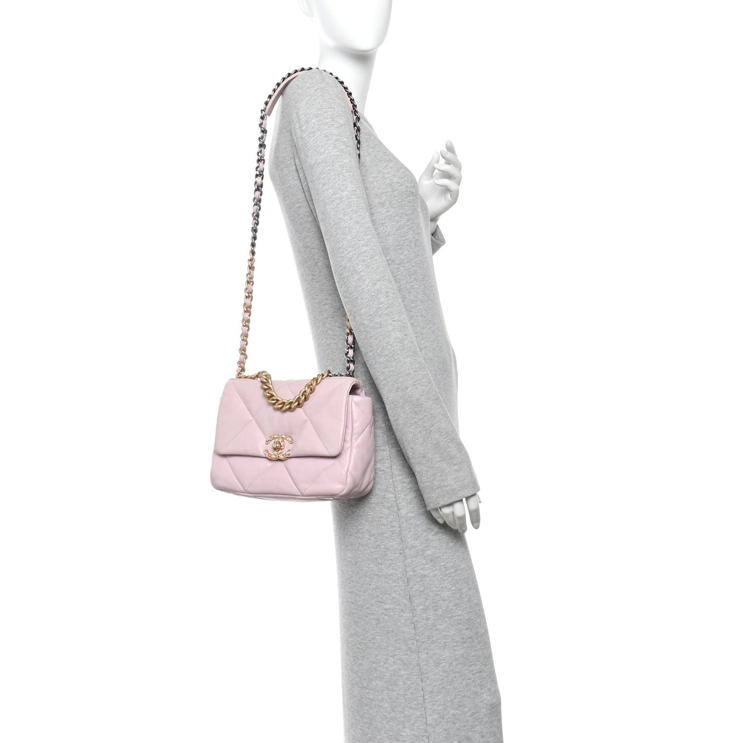 Lambskin Quilted Medium Chanel 19 Flap Light Pink