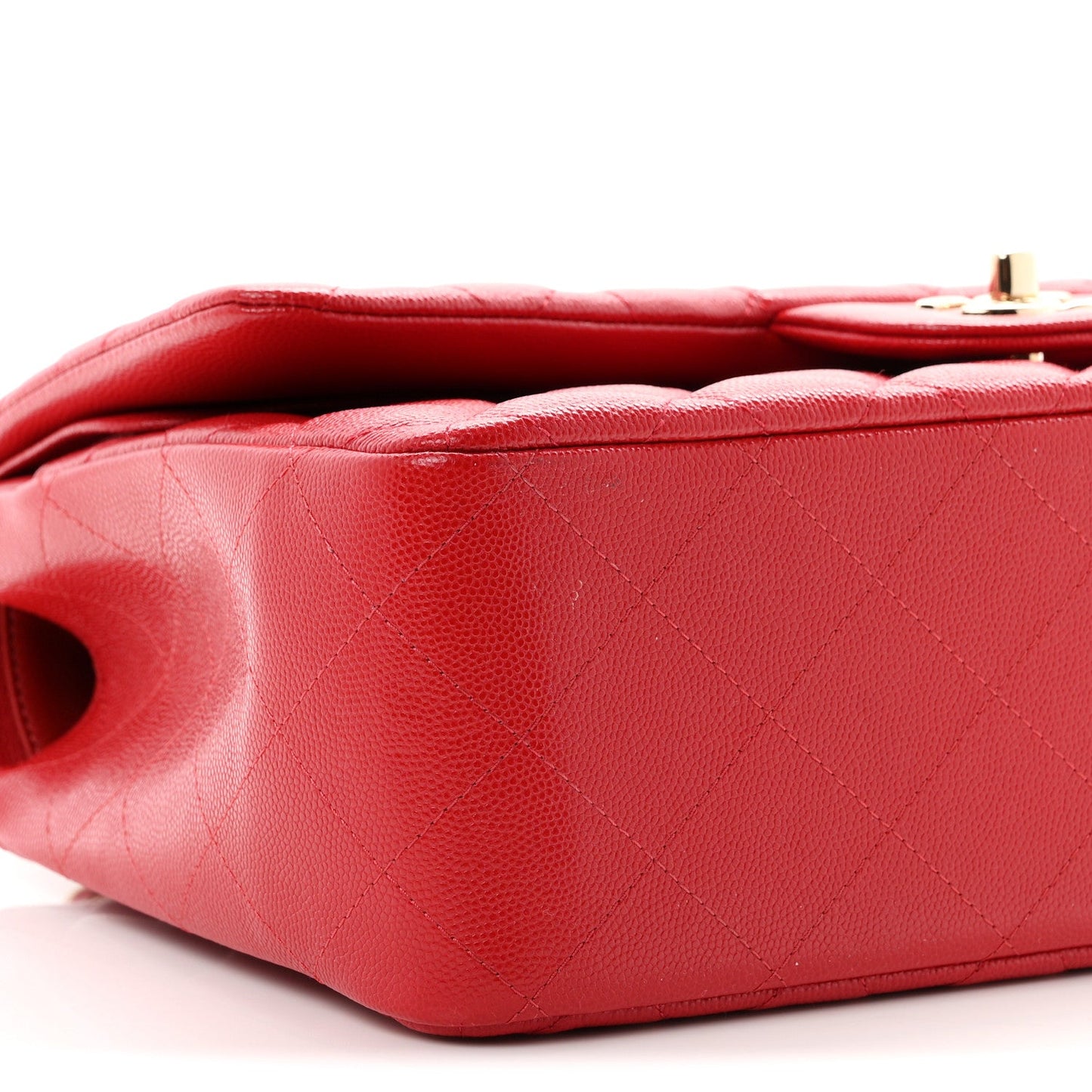 Caviar Quilted Jumbo Double Flap Red
