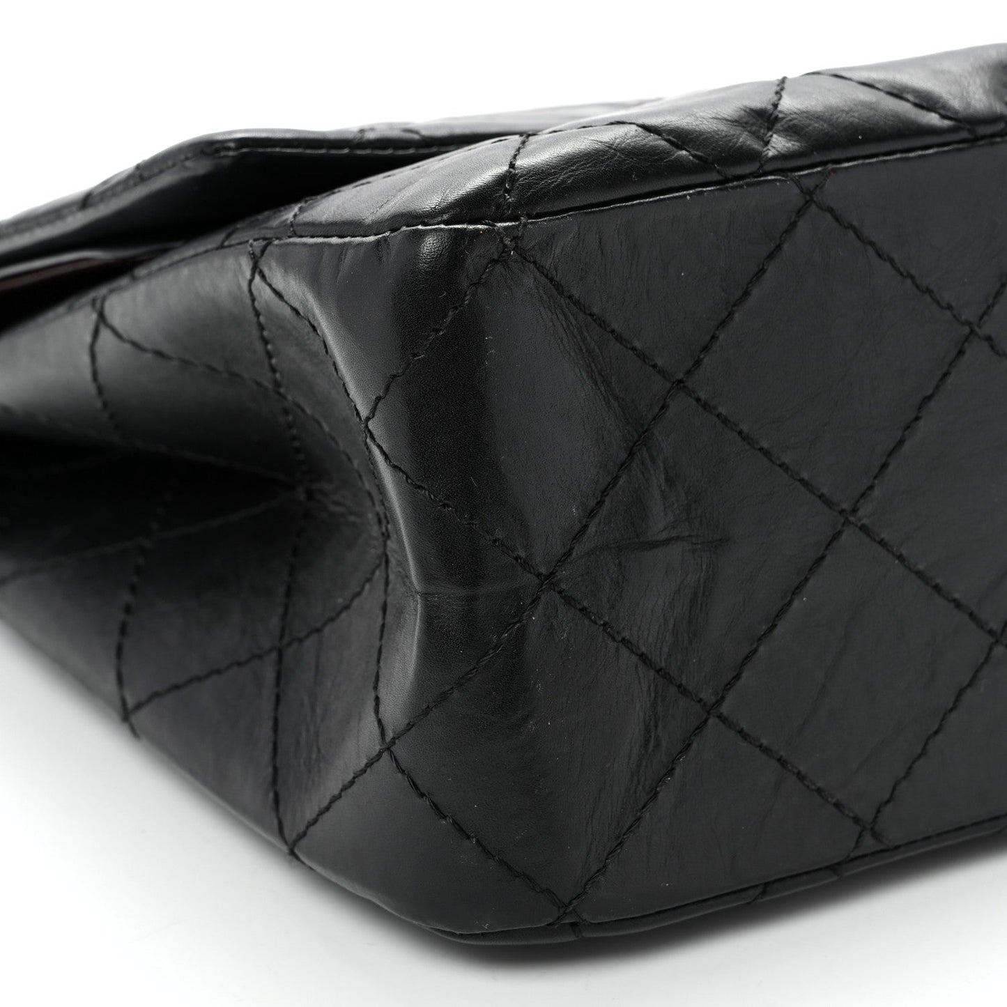 Aged Calfskin Quilted 2.55 Reissue 227 Flap Black