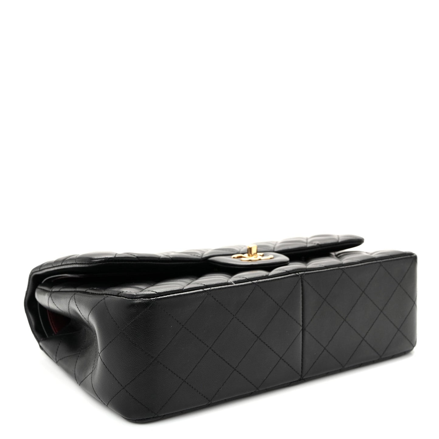 Lambskin Quilted Jumbo Double Flap Black