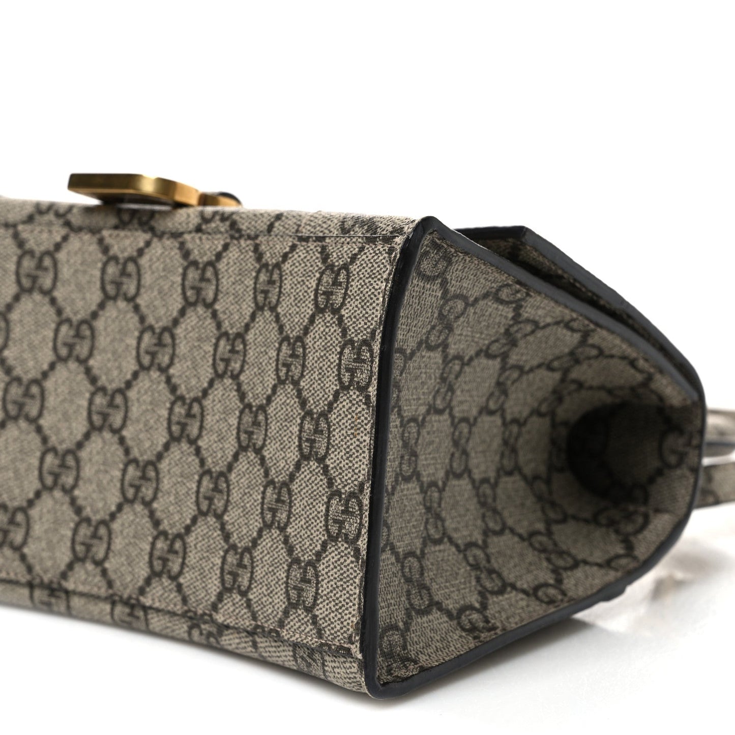 X GUCCI GG Supreme Monogram Small Hourglass Top Handle Bag Beige Ebony