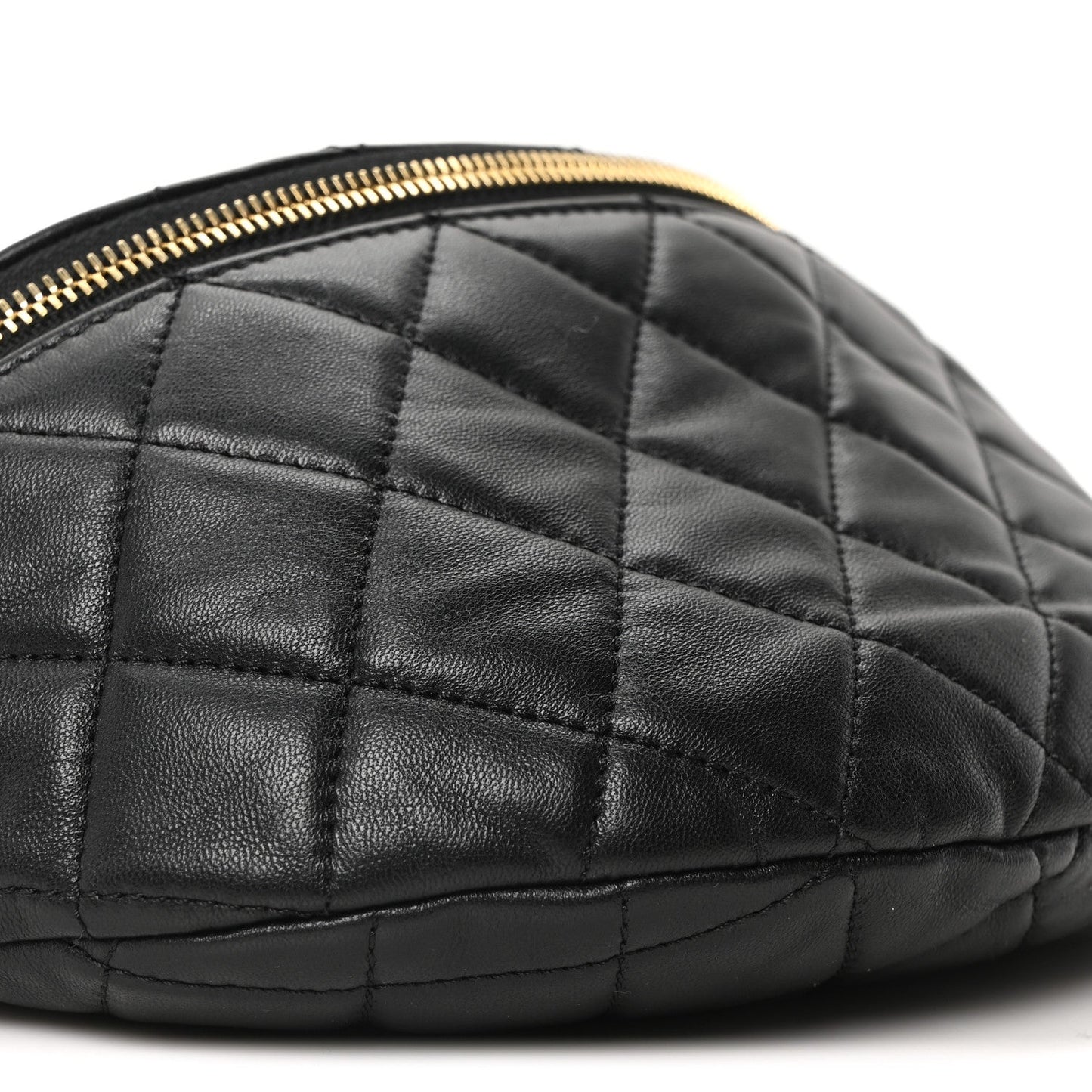 Lambskin Pearl Quilted CC Belt Bag Black