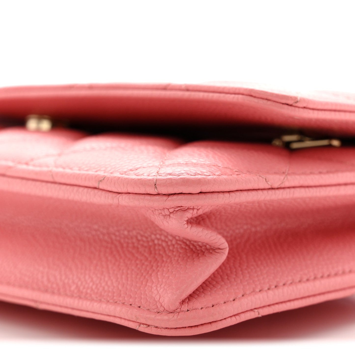 Caviar Quilted Wallet on Chain WOC Pink