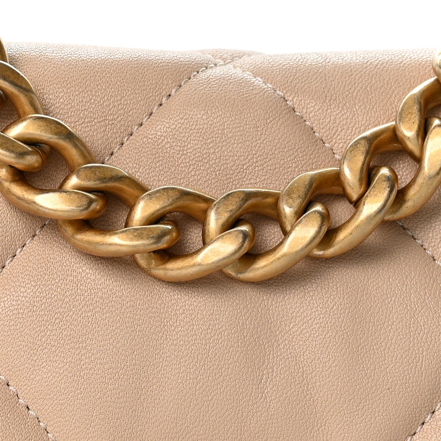 Goatskin Quilted Medium Chanel 19 Flap Light Beige