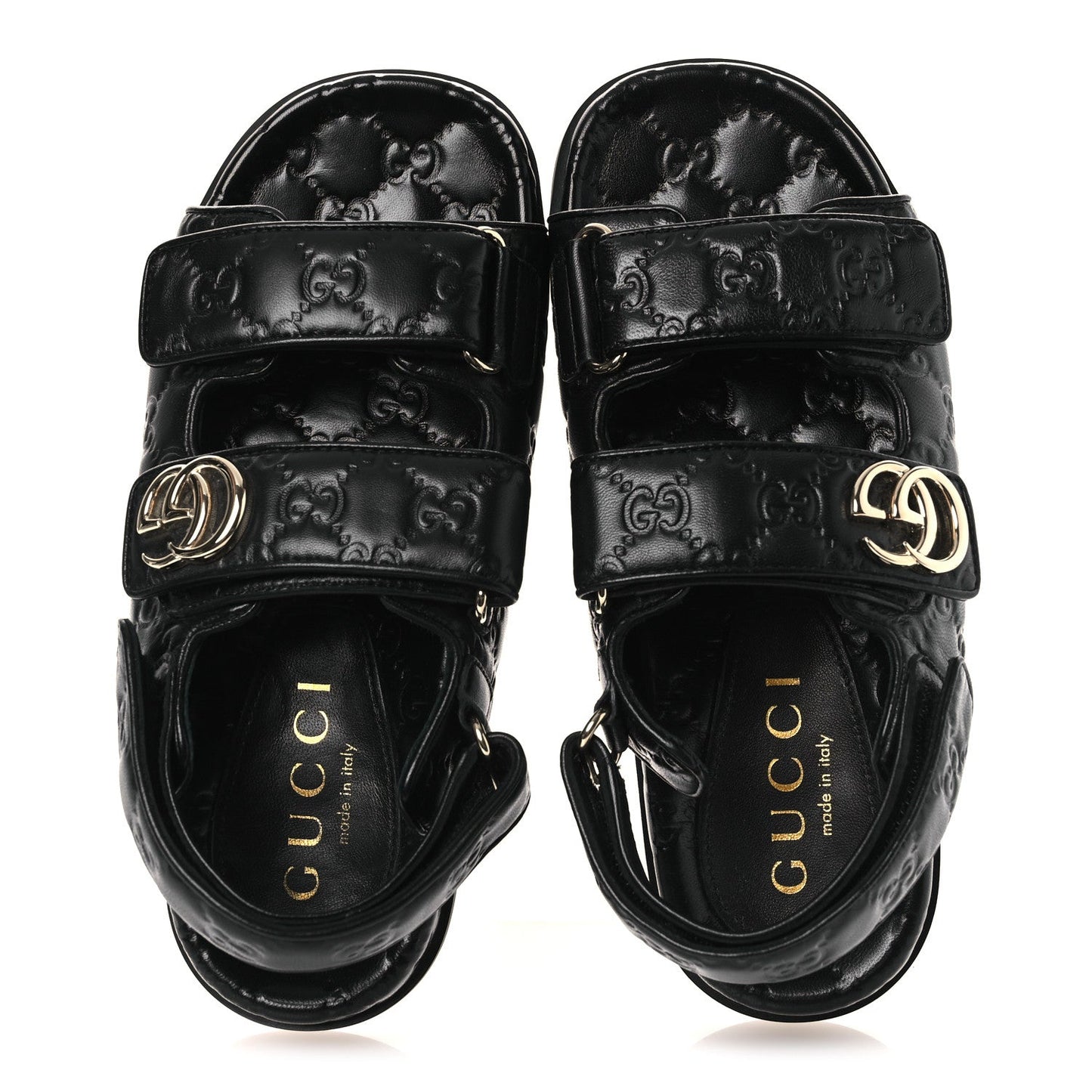 Guccissima GG Embossed Womens Sandals 37 Black