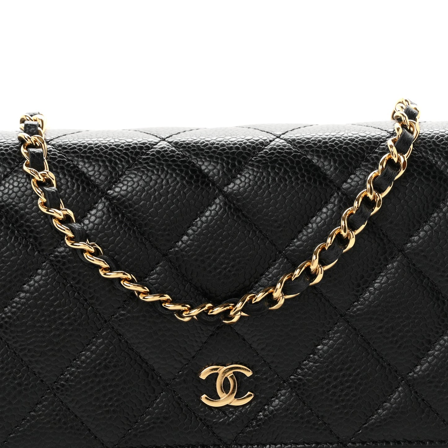 Caviar Quilted Wallet on Chain WOC Black