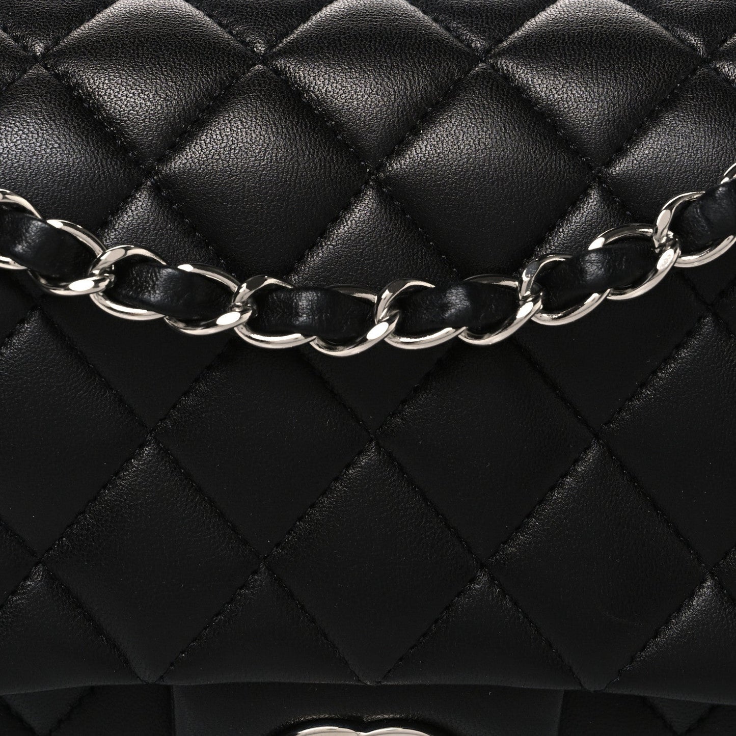 Lambskin Quilted Medium Double Flap Black