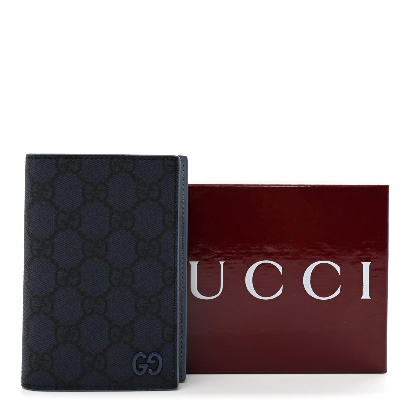 GG Supreme Monogram Passport Case Dark Blue