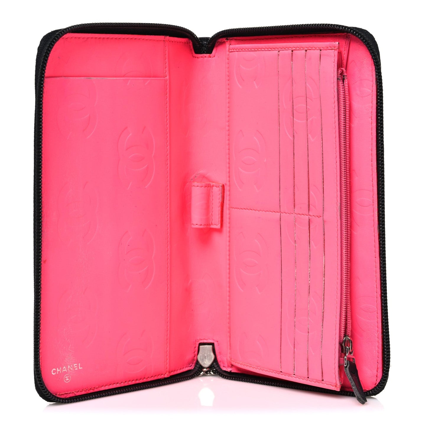 Calfskin Cambon Zip Around Organizer Wallet Black