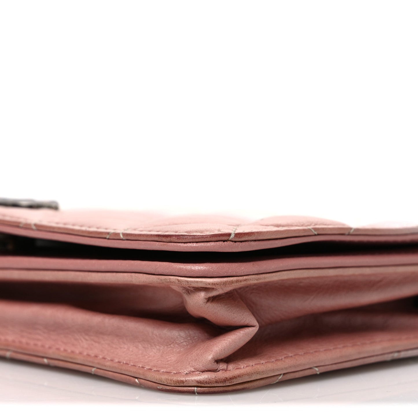 Ombre Patent Calfskin Quilted Wallet on Chain WOC Pink White