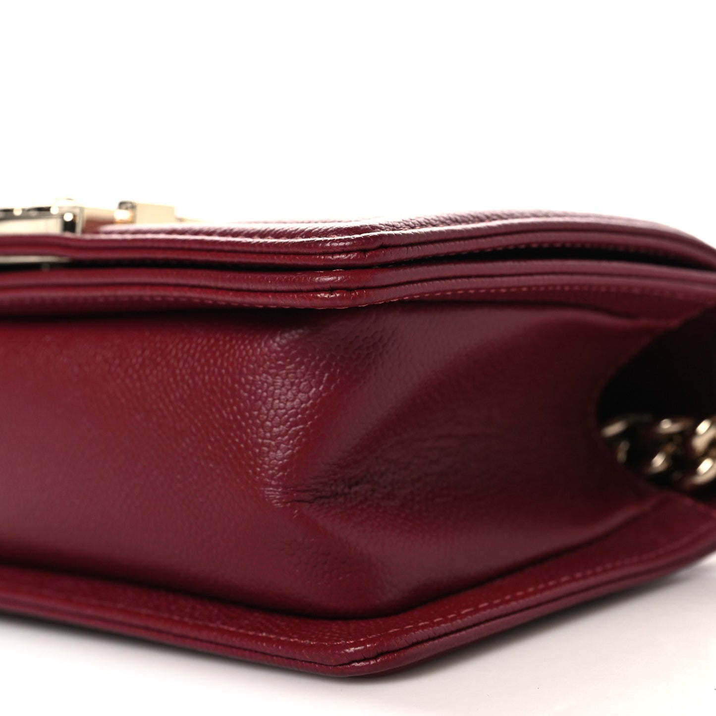 Caviar Quilted Small Boy Flap Burgundy