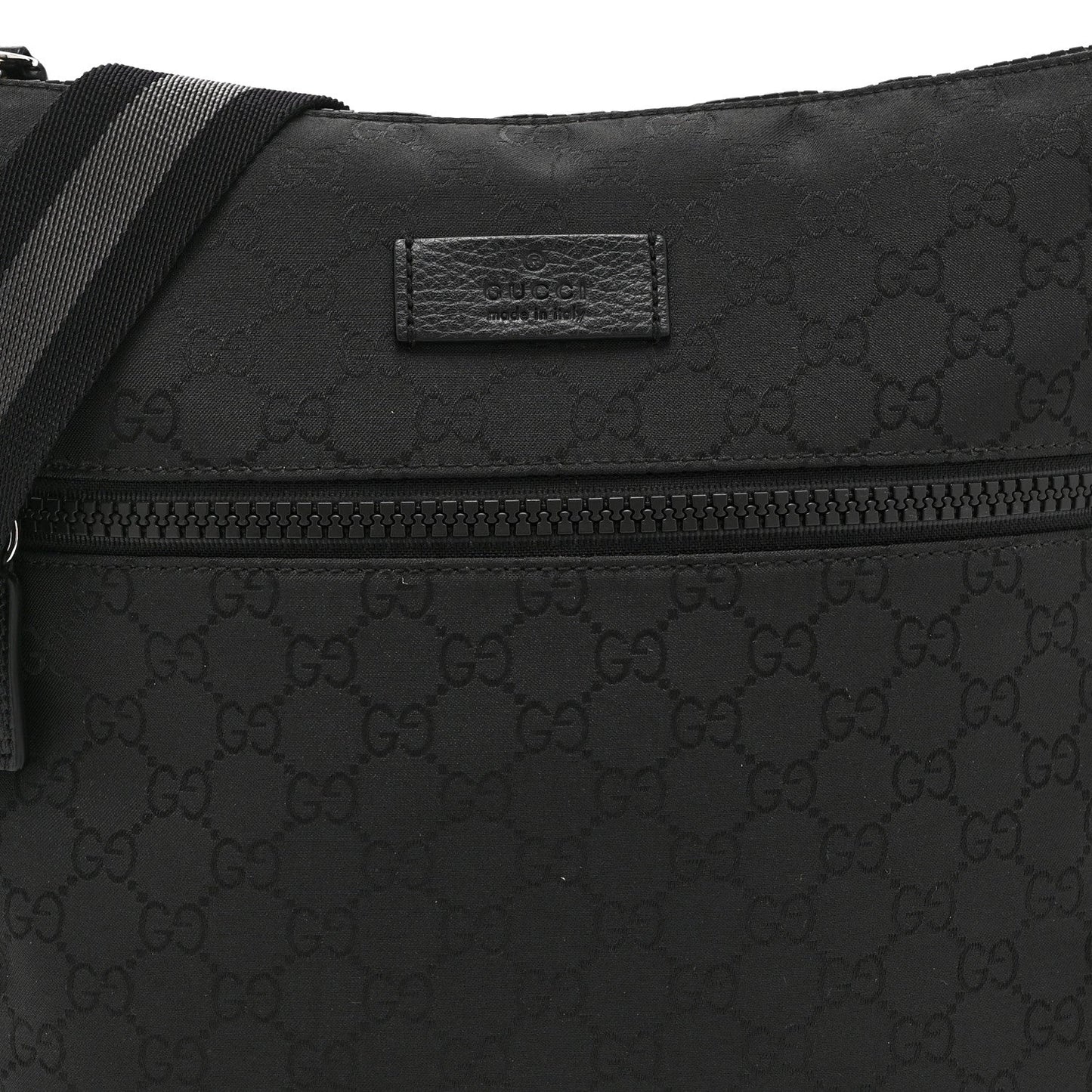 Nylon Monogram Medium Flat Messenger Bag Black