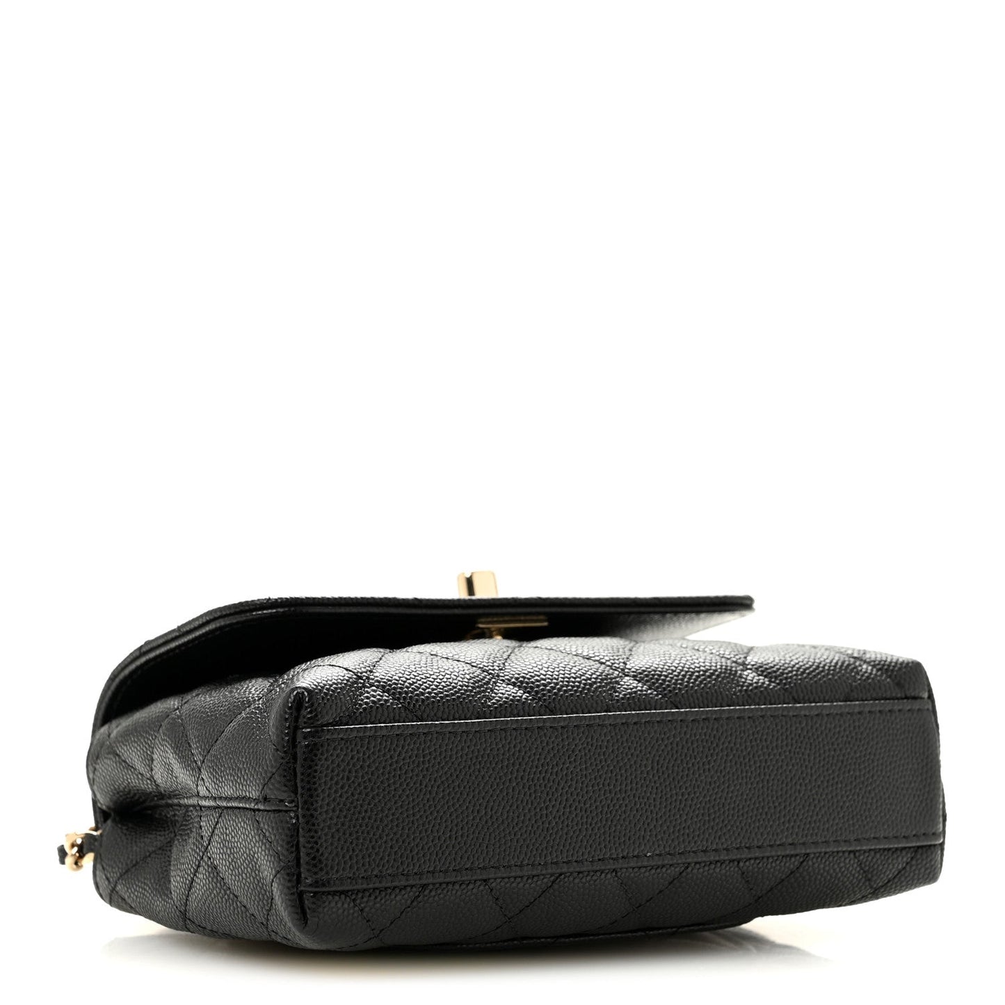 Caviar Quilted Coco Handle Clutch With Chain Black