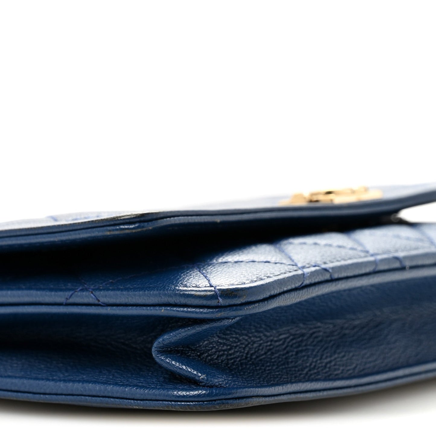 Caviar Quilted Boy Wallet On Chain WOC Dark Blue