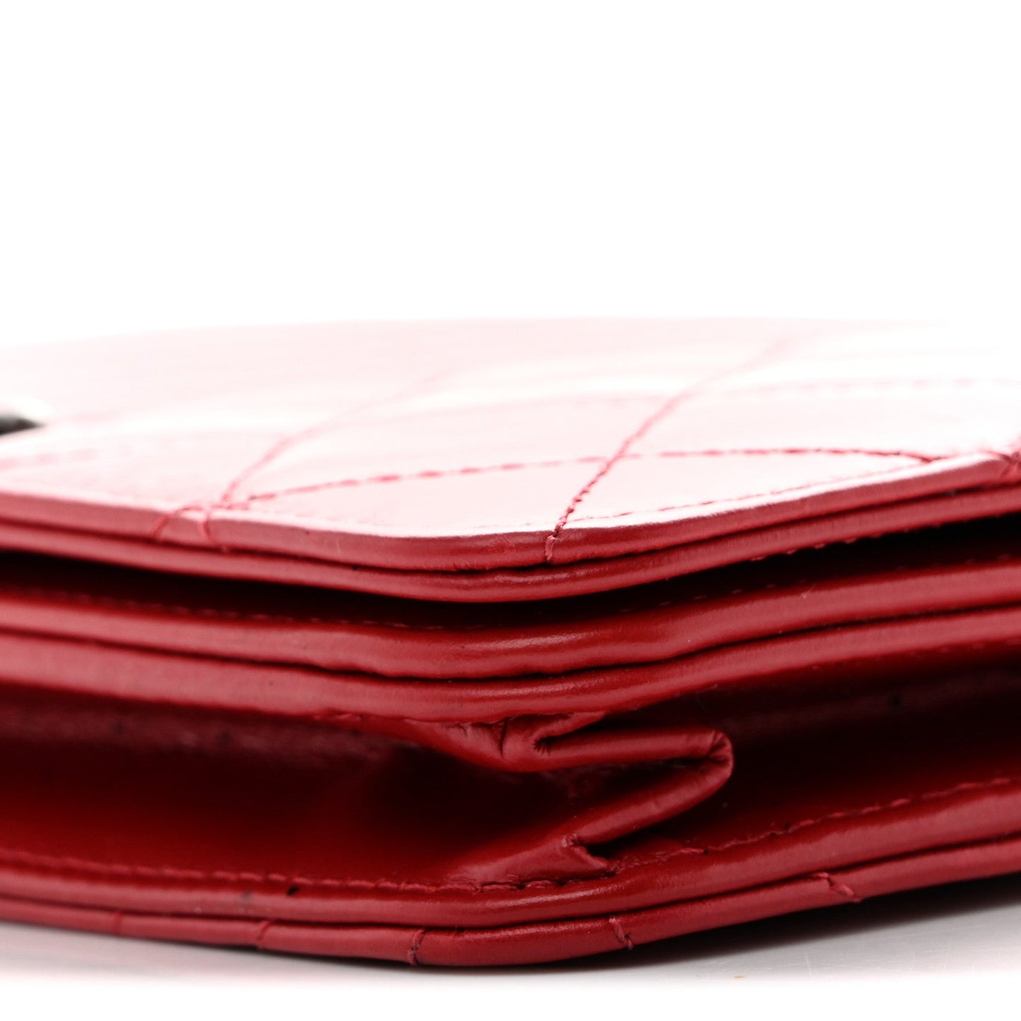 Glazed Calfskin Quilted Coco Boy Wallet On Chain WOC Red