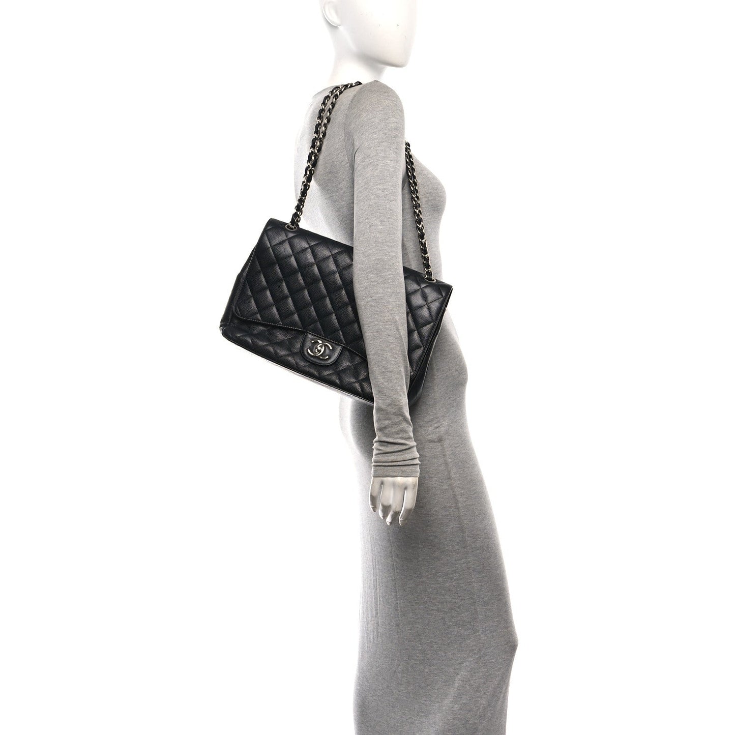 Caviar Quilted Maxi Double Flap Black