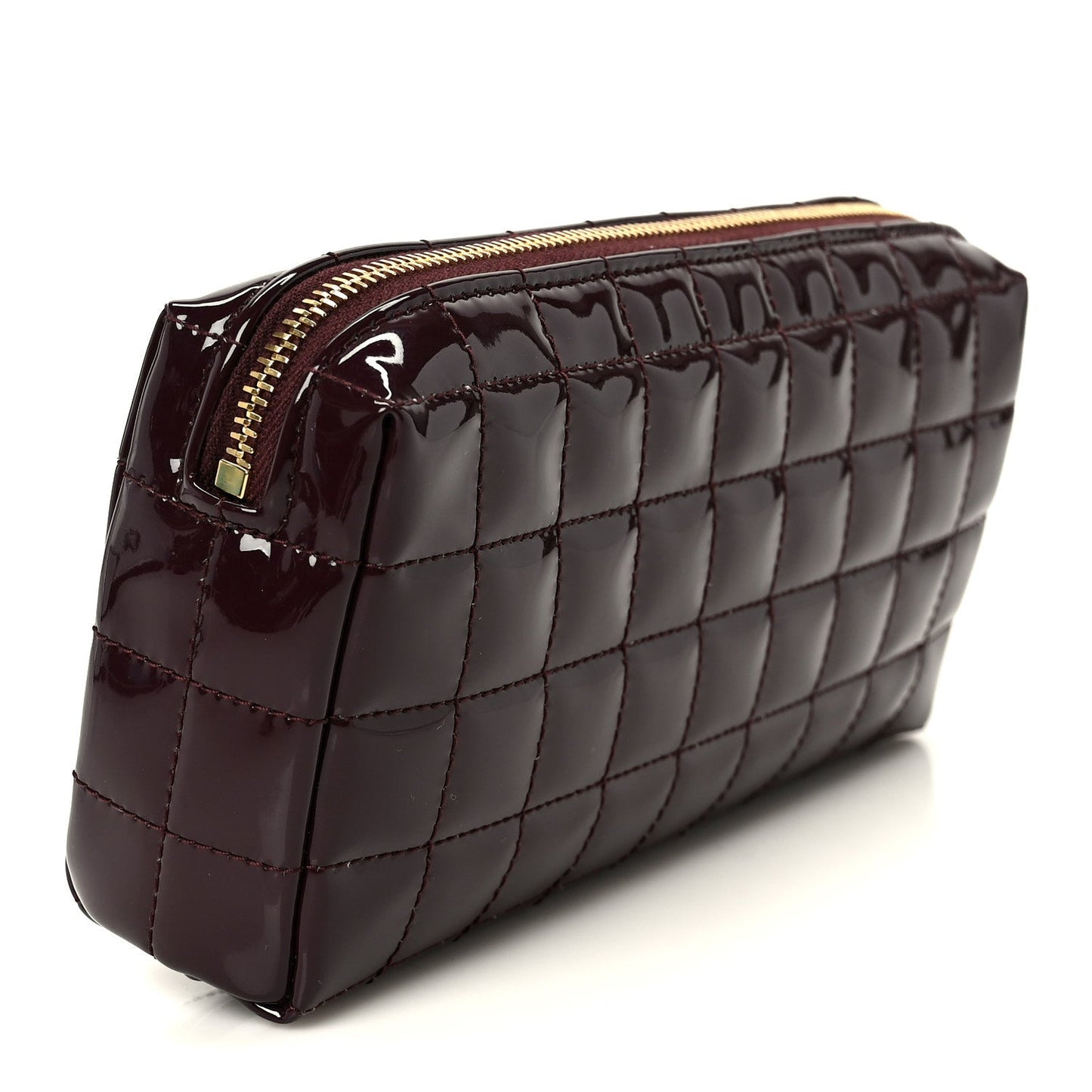 Patent Calfskin Carre Quilted Cassandre Pouch On Chain Purple