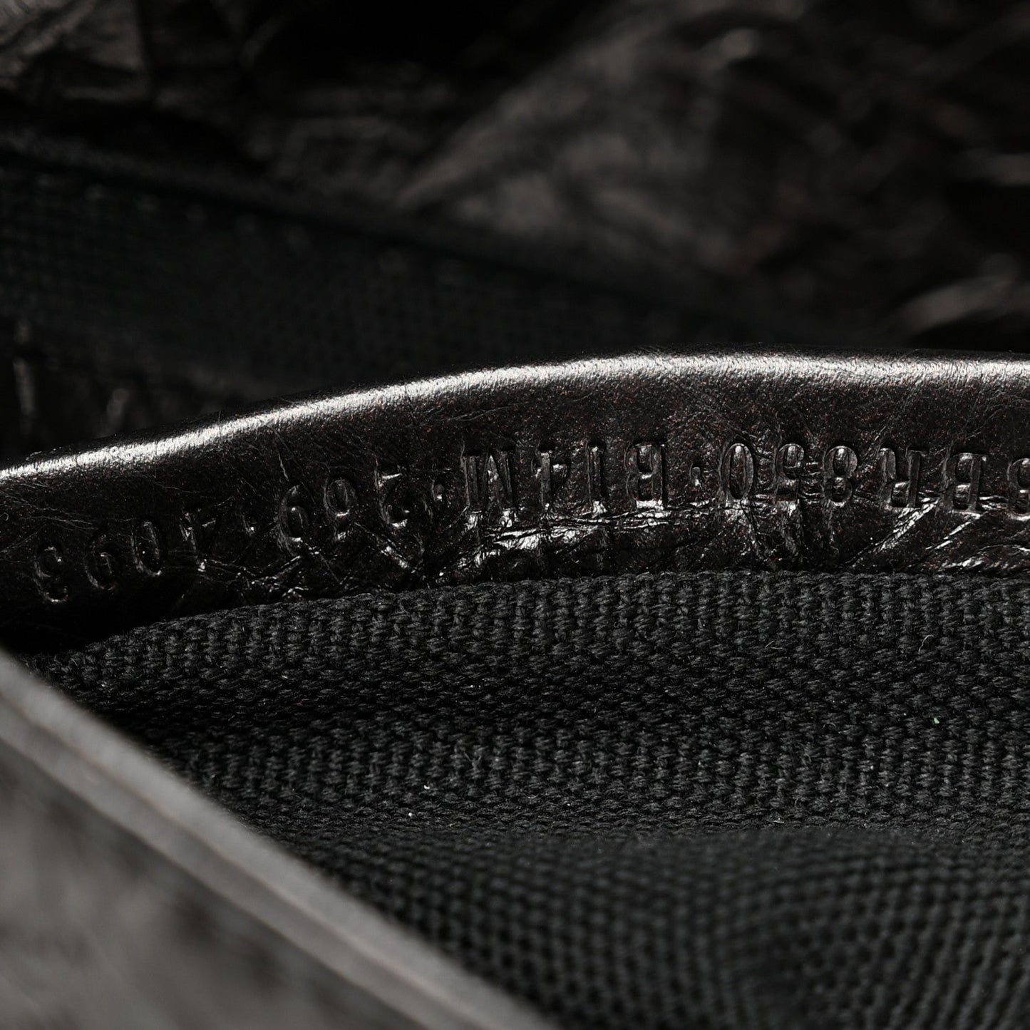 Crackled Calfskin Baguette 26424 Black
