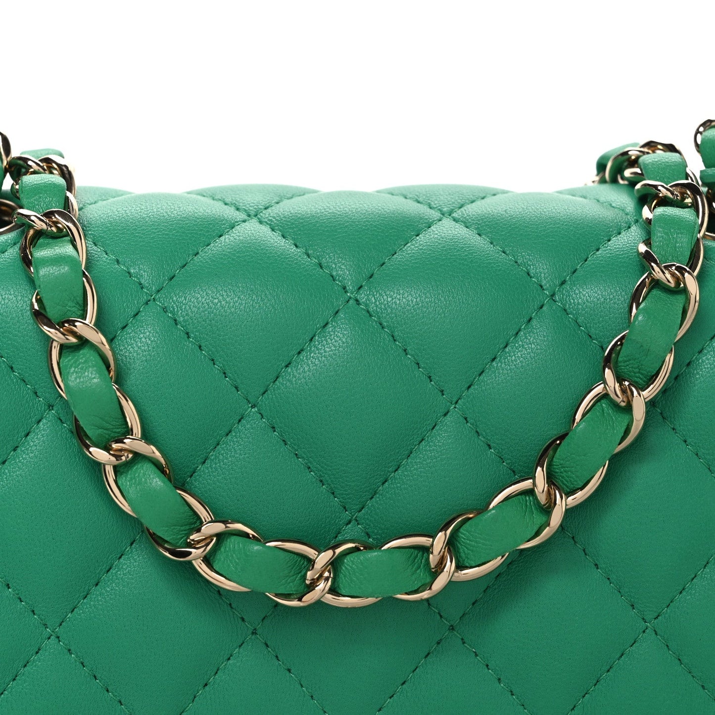 Lambskin Quilted Mini Square Flap Green