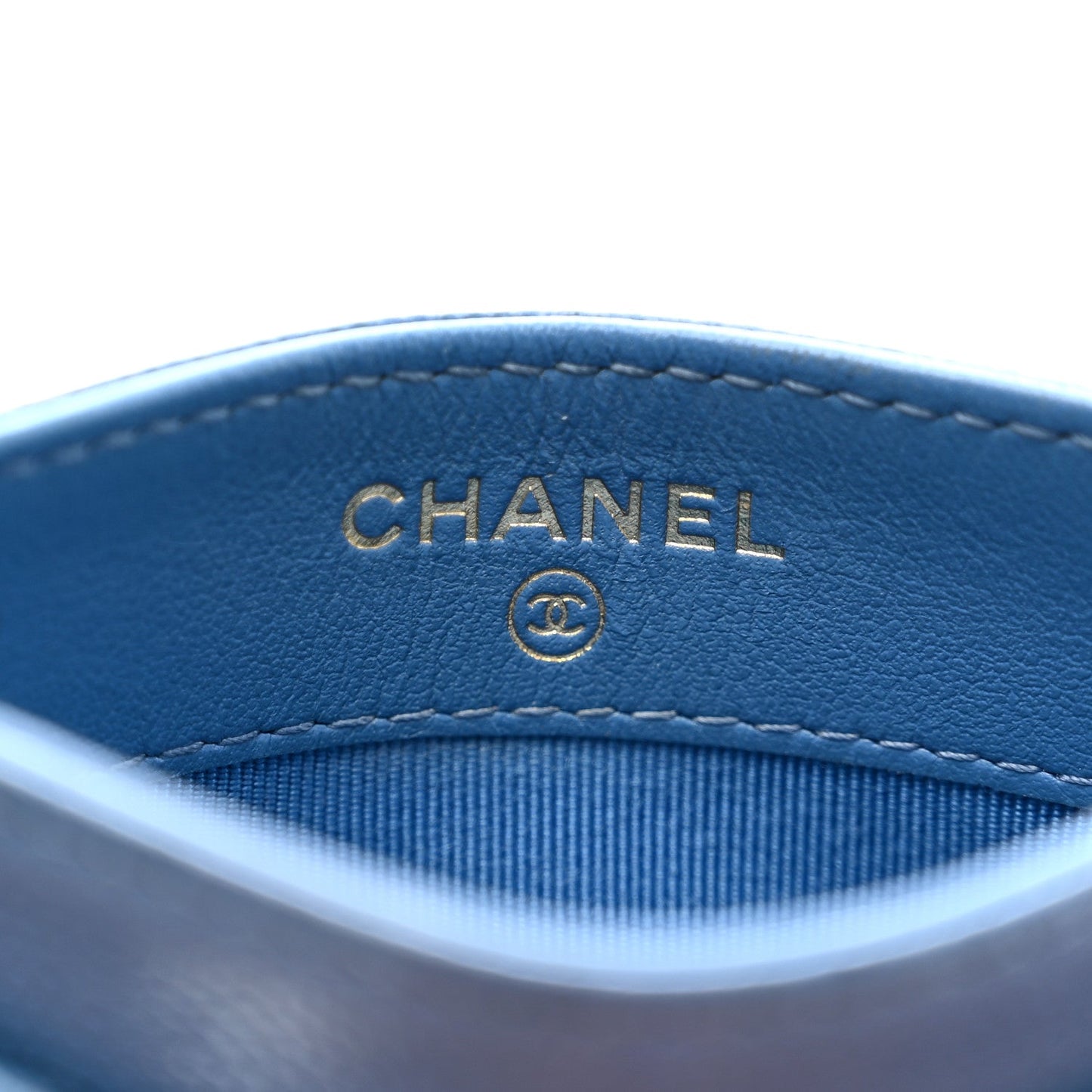 Caviar Quilted Card Holder Blue