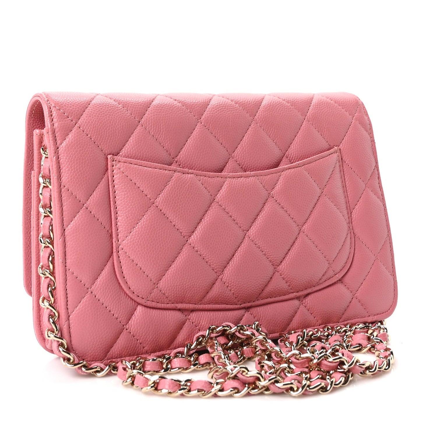 Caviar Quilted Wallet on Chain WOC Light Pink