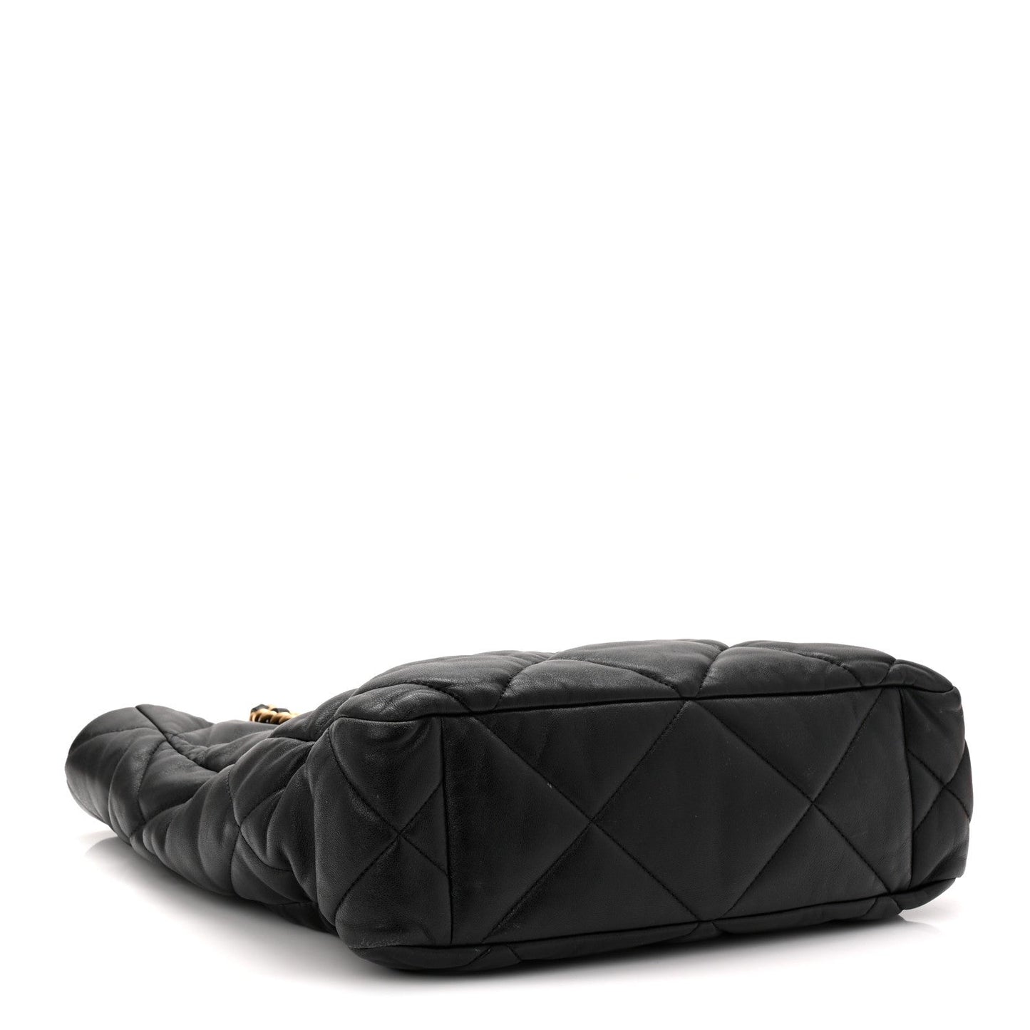 Lambskin Quilted Chanel 19 Shopping Bag Black