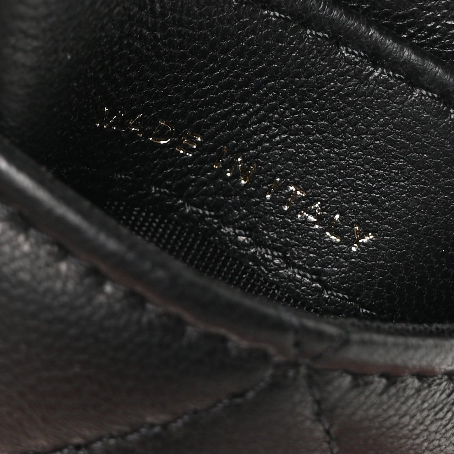 Lambskin Quilted Glitter Card Holder On Chain Black