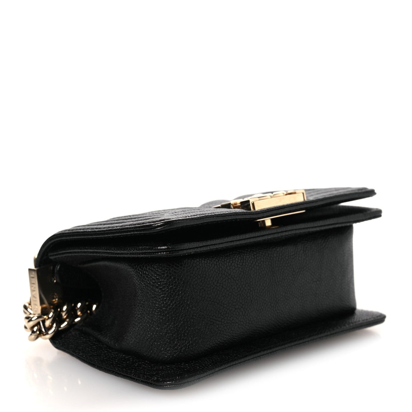 Caviar Chevron Quilted Mini Boy Flap Black Black