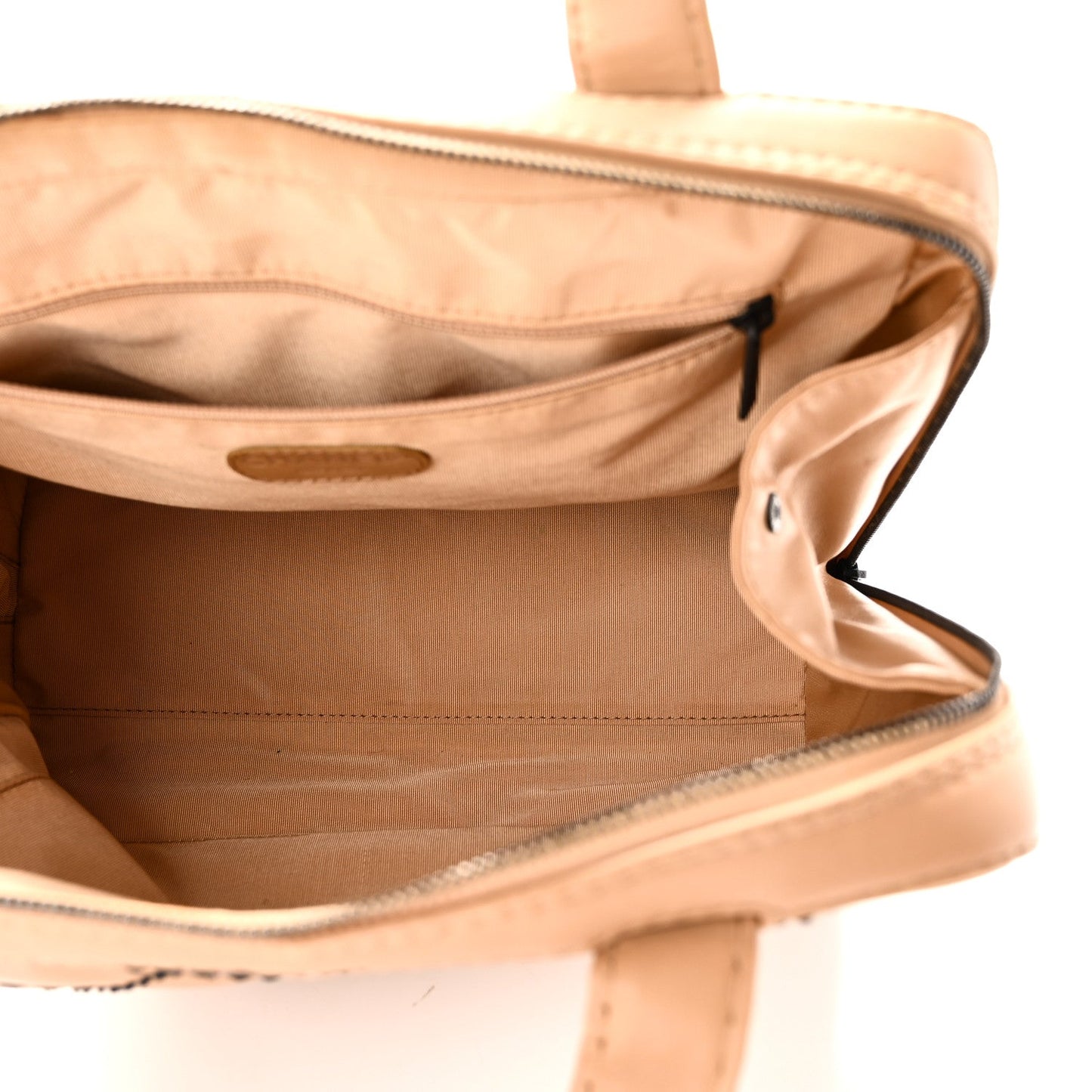 Calfskin Wild Stitch Vertical Top Handle Bag Beige