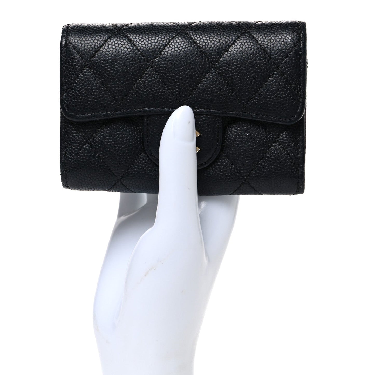 Caviar Quilted Classic 4 Key Holder Wallet Black