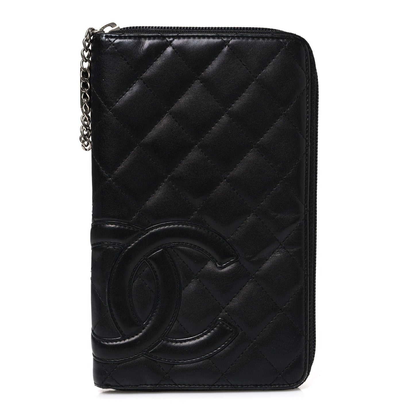 Calfskin Cambon Zip Around Organizer Wallet Black