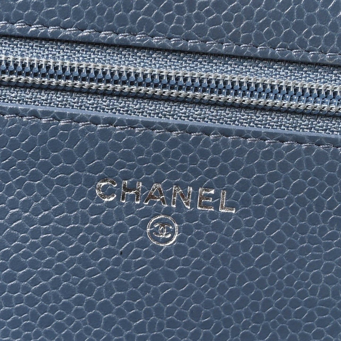 Caviar Quilted Wallet on Chain WOC Blue