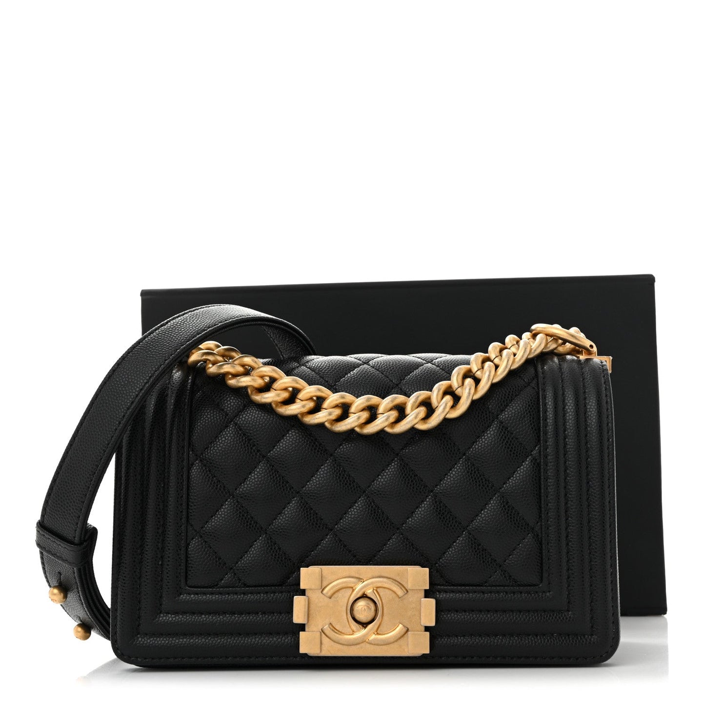 Caviar Quilted Small Boy Flap Black