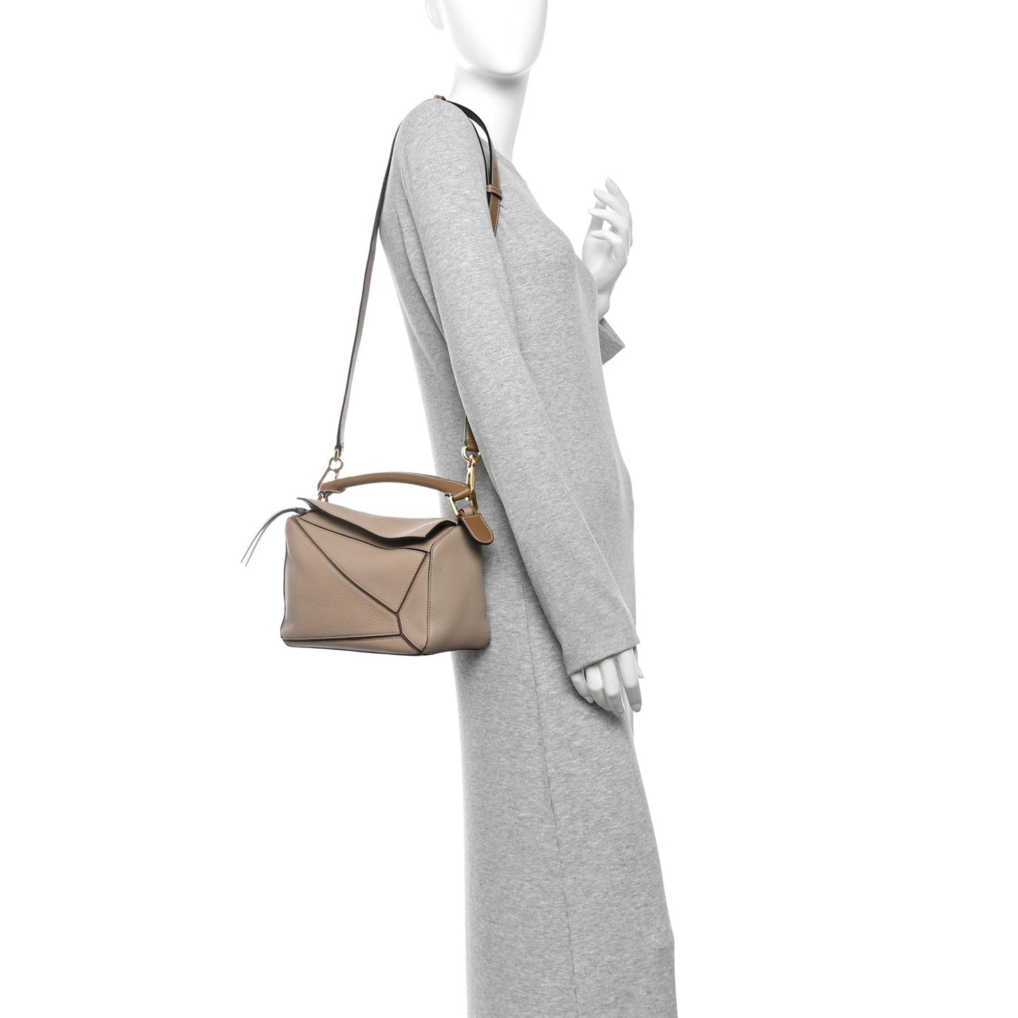 Grained Calfskin Small Puzzle Bag Sand Mink
