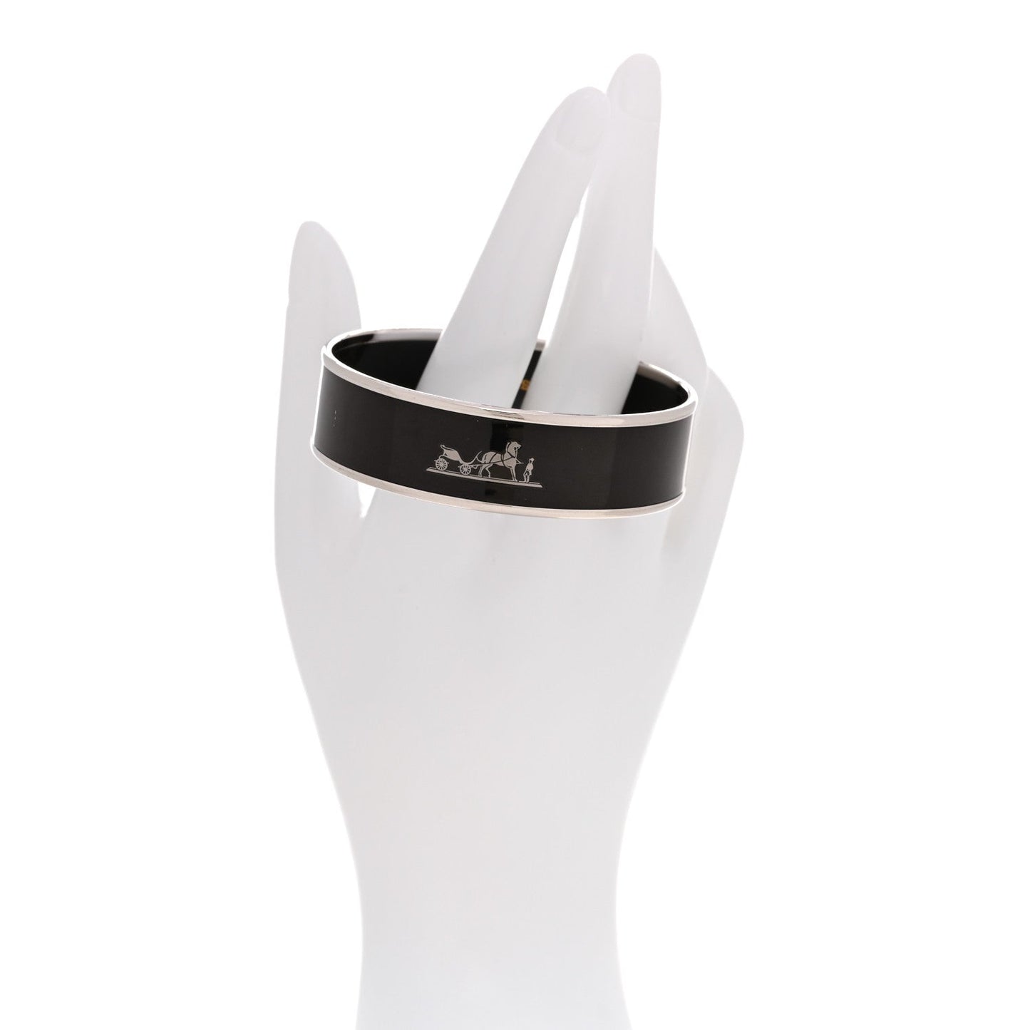 Enamel Printed Caleche Wide Bracelet Black