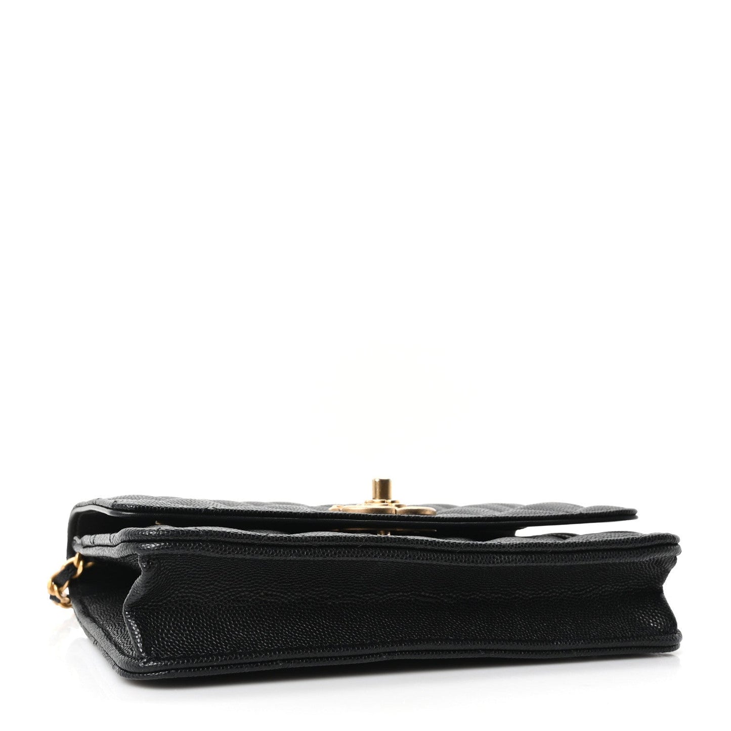 Caviar Quilted Camellia Wallet On Chain WOC Black
