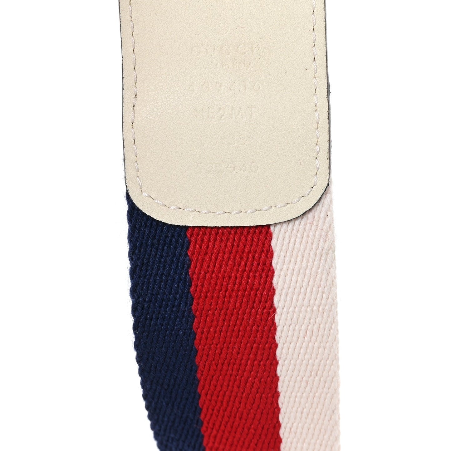 Nylon Calfskin Sylvie Web Double G 40mm Belt 95 38 Mystic White Hibiscus Red Maritime