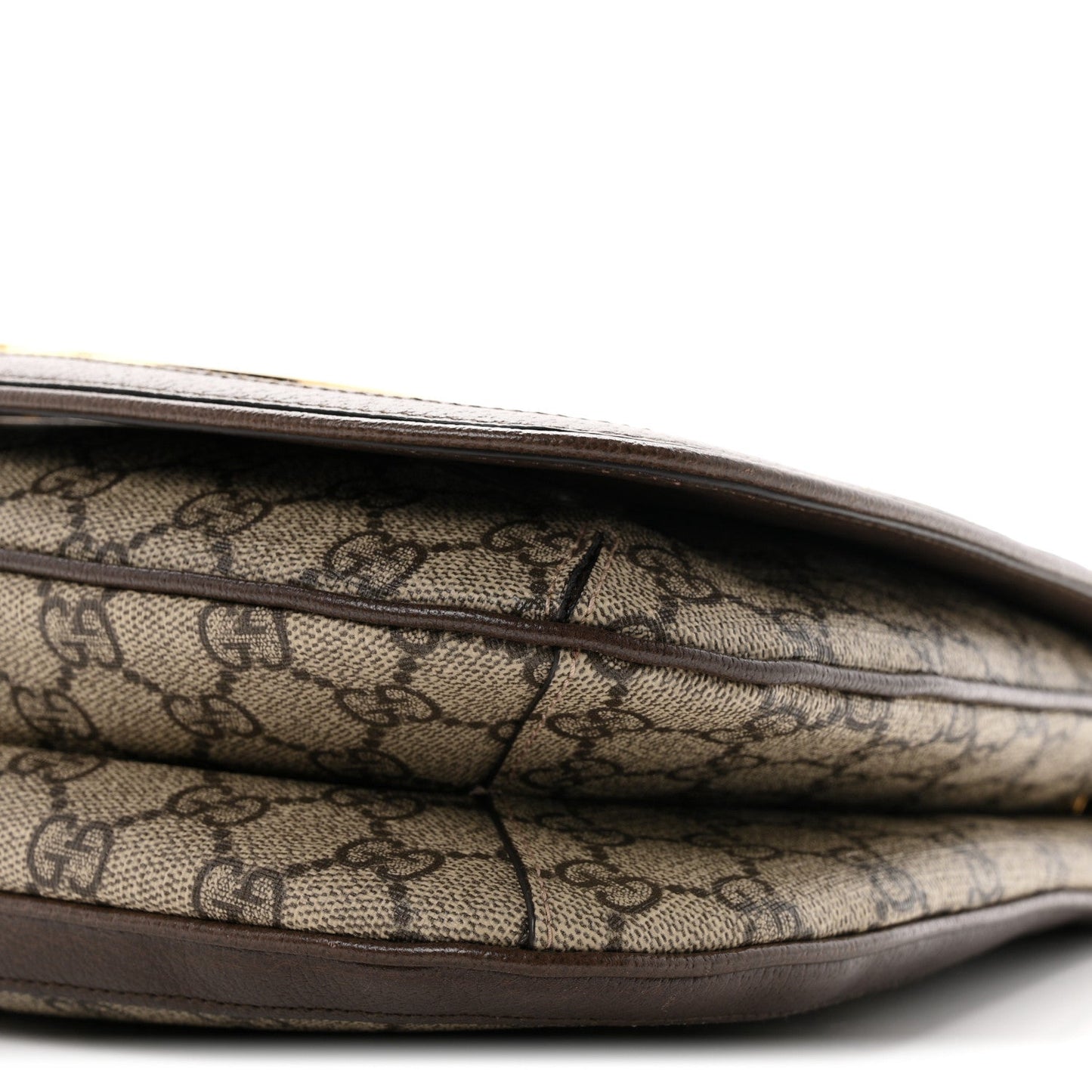 GG Supreme Monogram Textured Dollar Calfskin Web Medium Blondie Top Handle Shoulder Flap Bag Beige Ebony New Acero