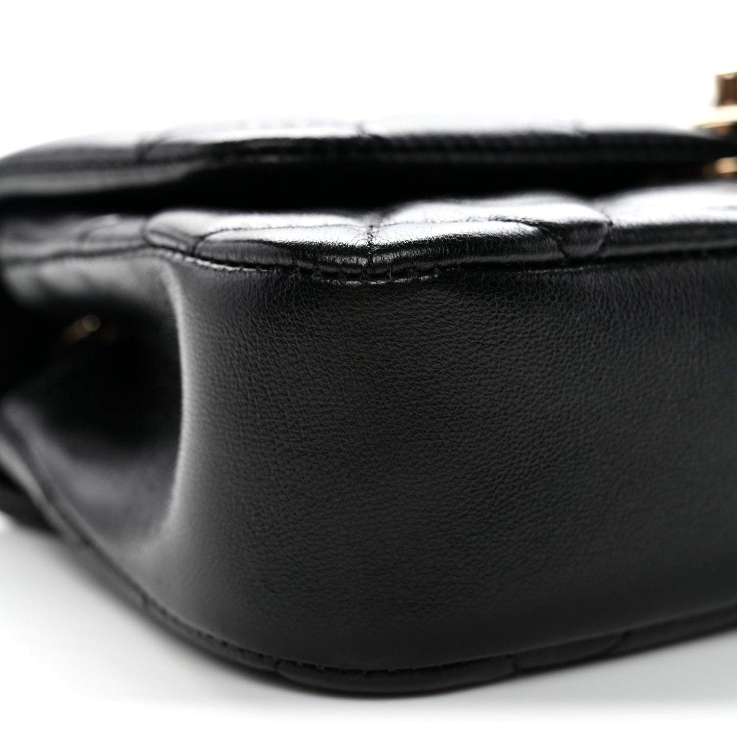 Lambskin Quilted Rectangular Phone Holder Clutch With Chain Black