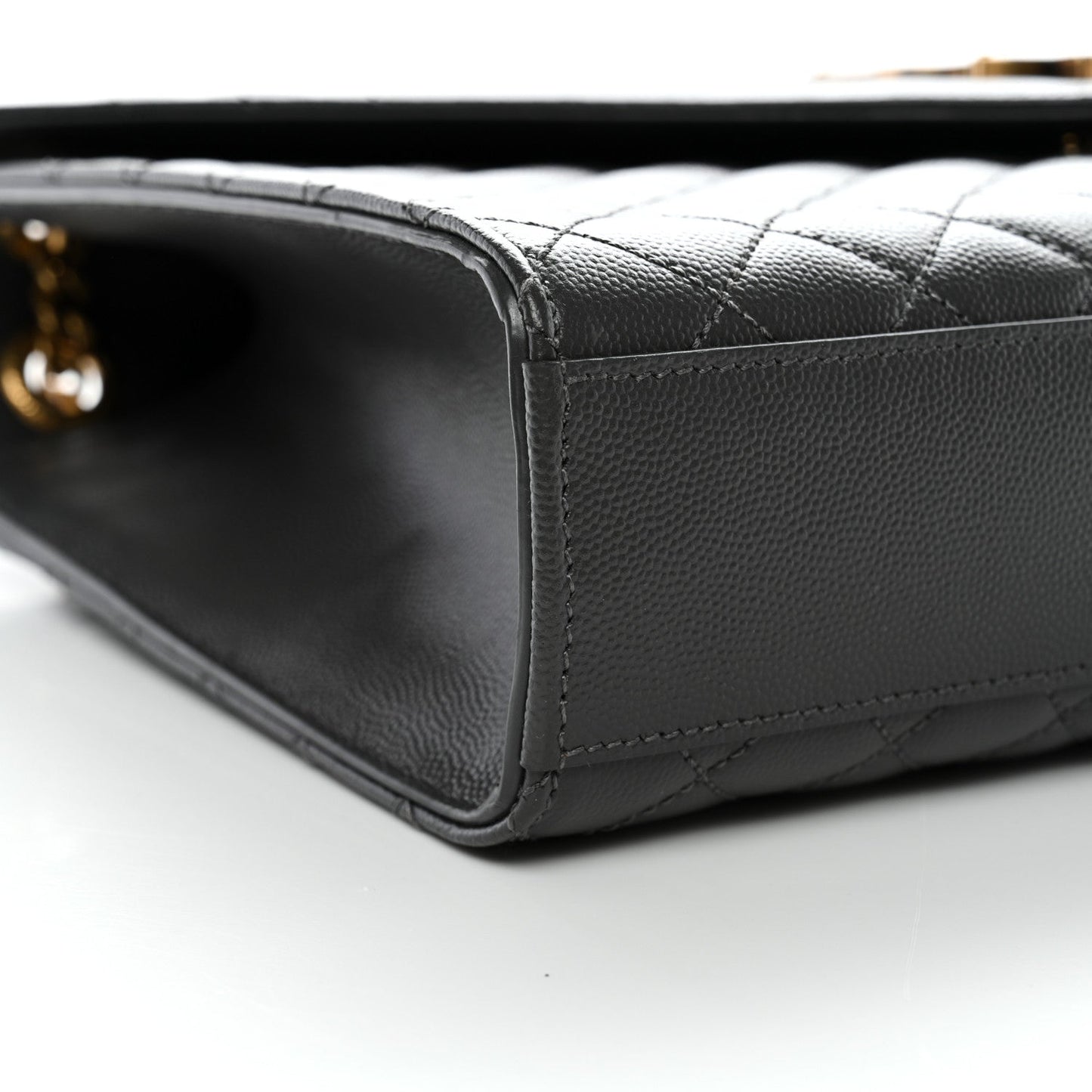 Grain De Poudre Textured Mixed Matelasse Large Triquilt Monogram Satchel Storm