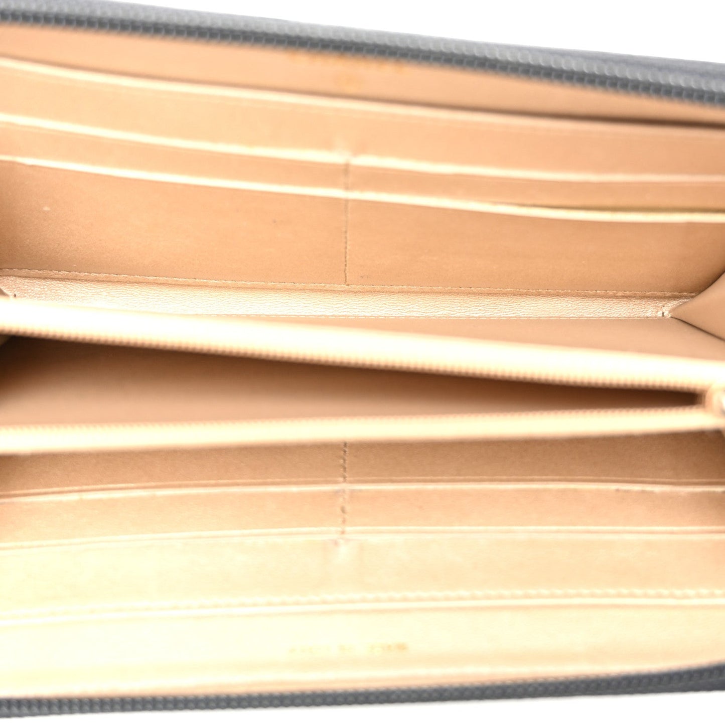Lambskin Camellia Embossed Large Zip Around Gusset Wallet Black