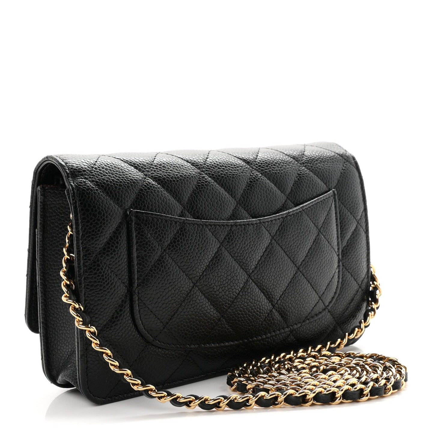 Caviar Quilted Wallet on Chain WOC Black