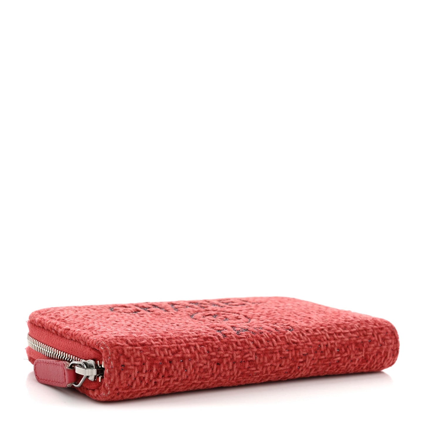 Lurex Boucle Deauville Medium Zip Around Wallet Red