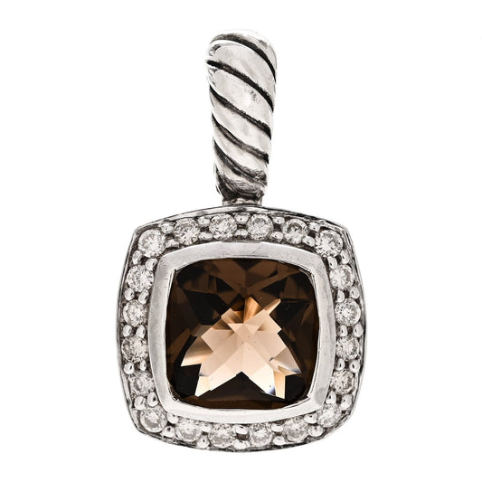 Sterling Silver Diamond Smoky Quartz 7mm Petite Albion Pendant