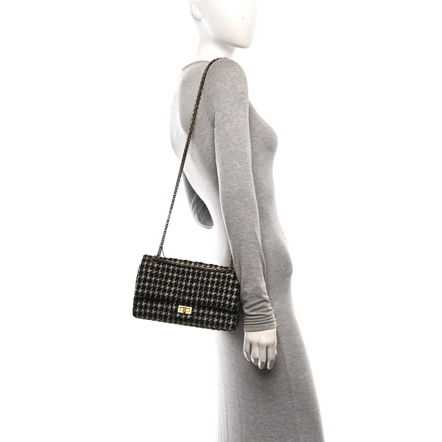 Fantasy Tweed 2.55 Reissue 225 Flap Black White