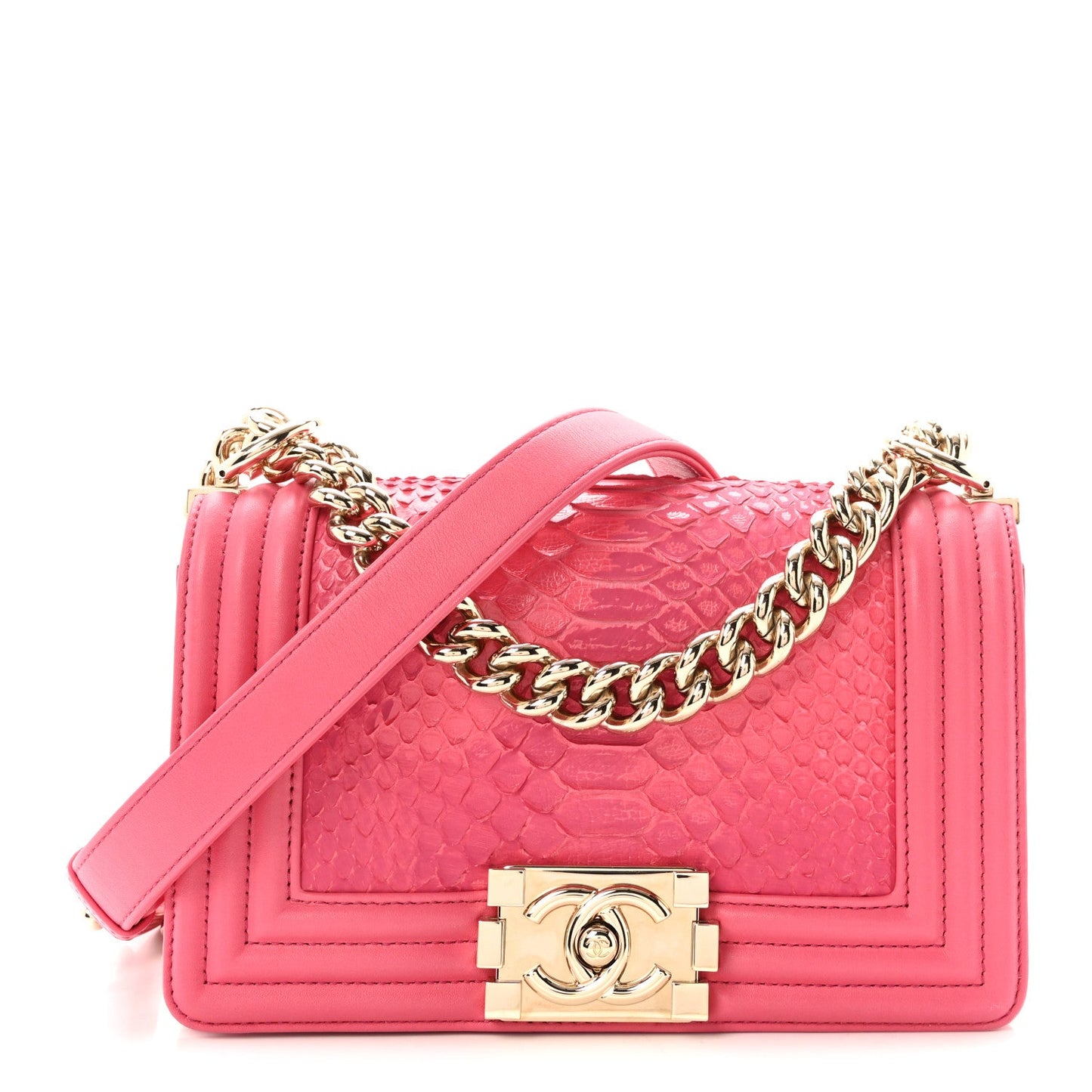 Snakeskin Small Boy Flap Pink
