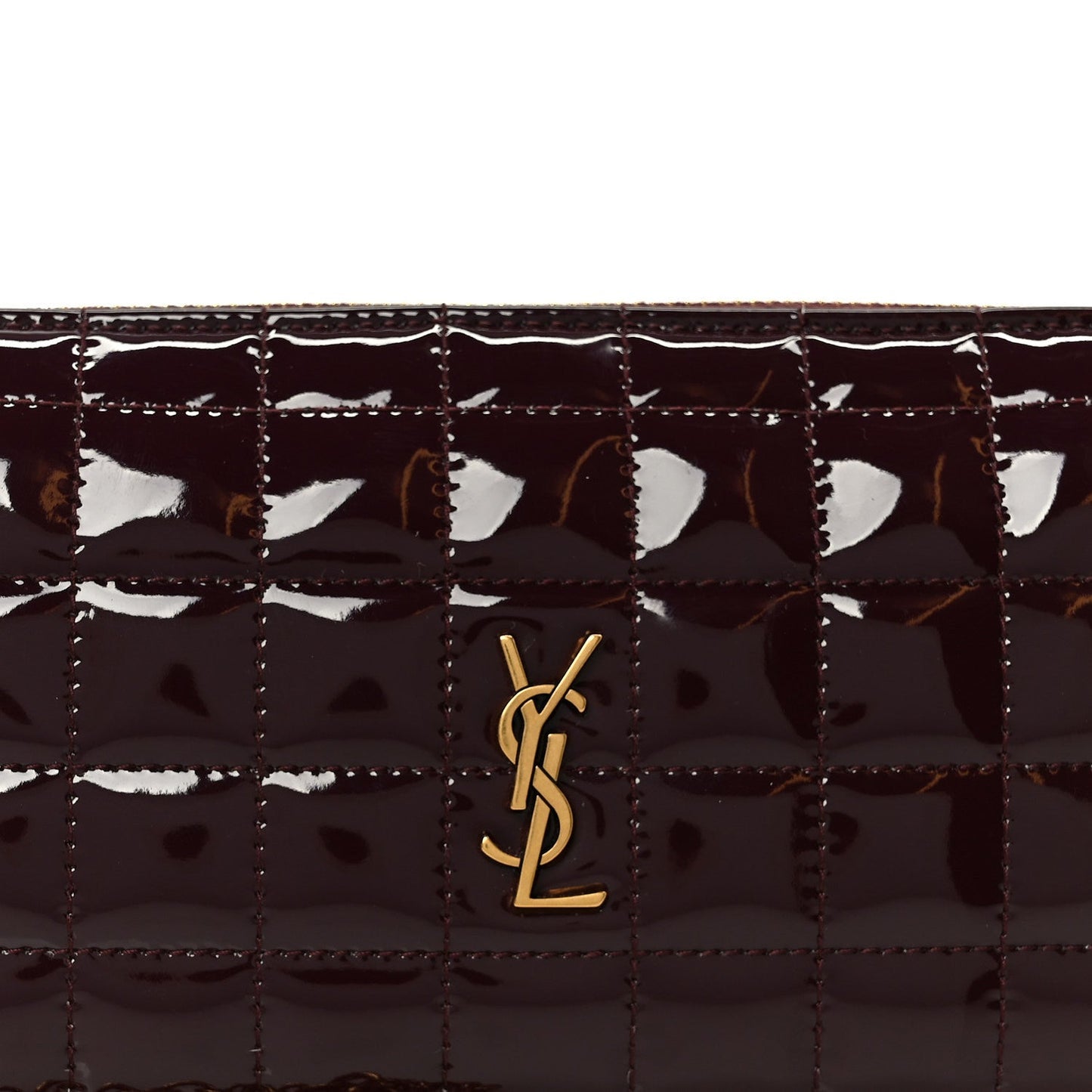 Patent Calfskin Carre Quilted Cassandre Pouch On Chain Purple