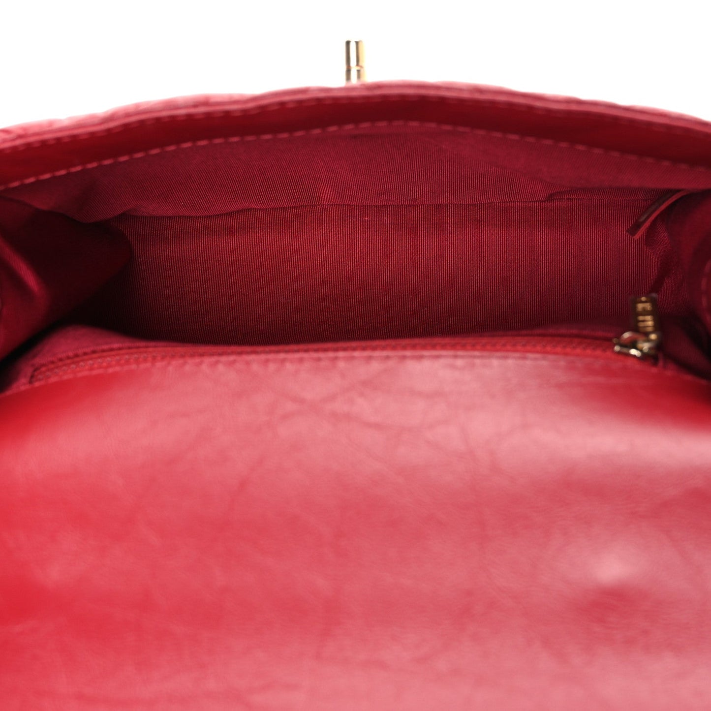 Calfskin Chevron Quilted Top Handle Flap Red